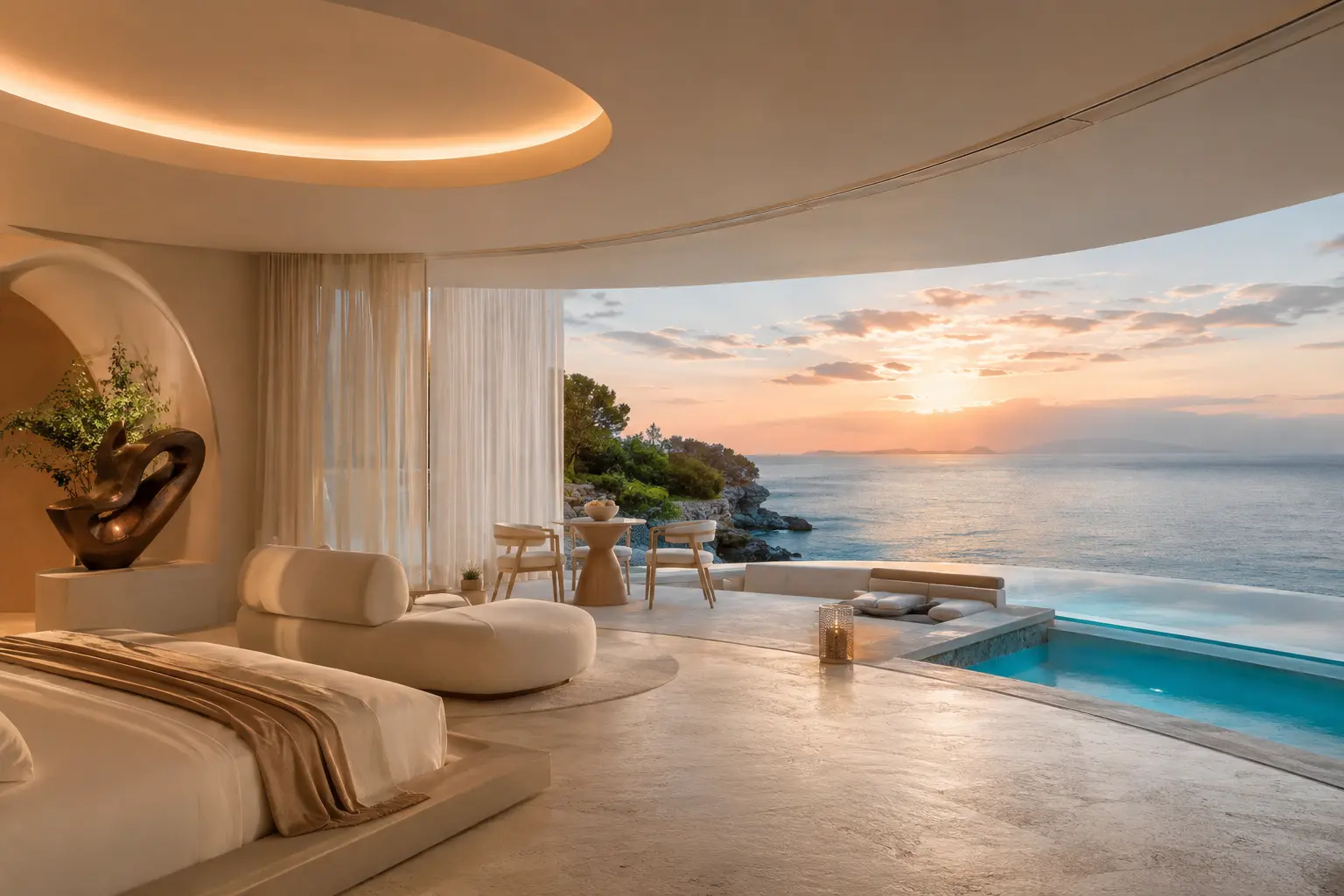Suite Éden avec terrasse, bassin privé et vue mer