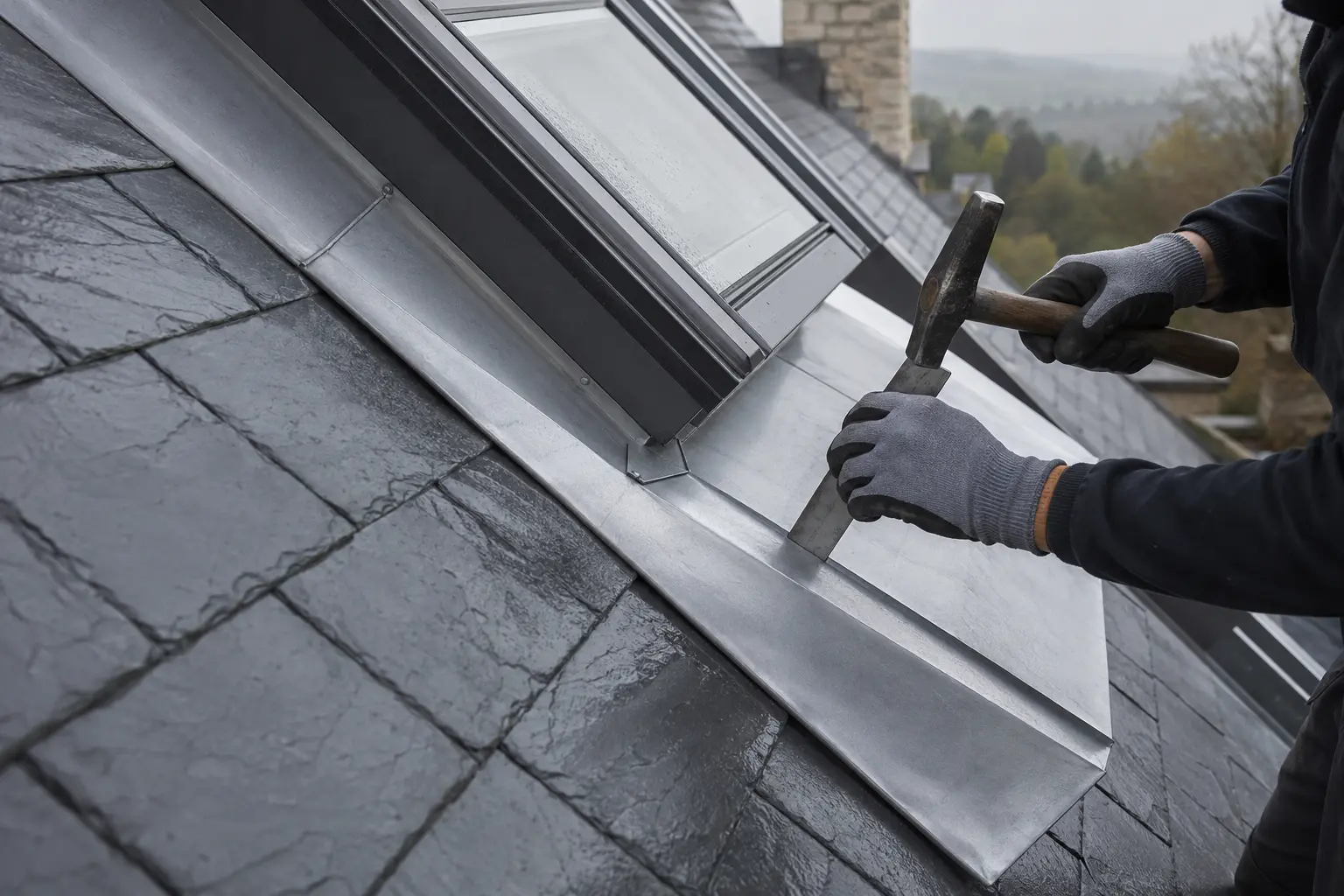 Façonnage manuel d’un raccord de zinc